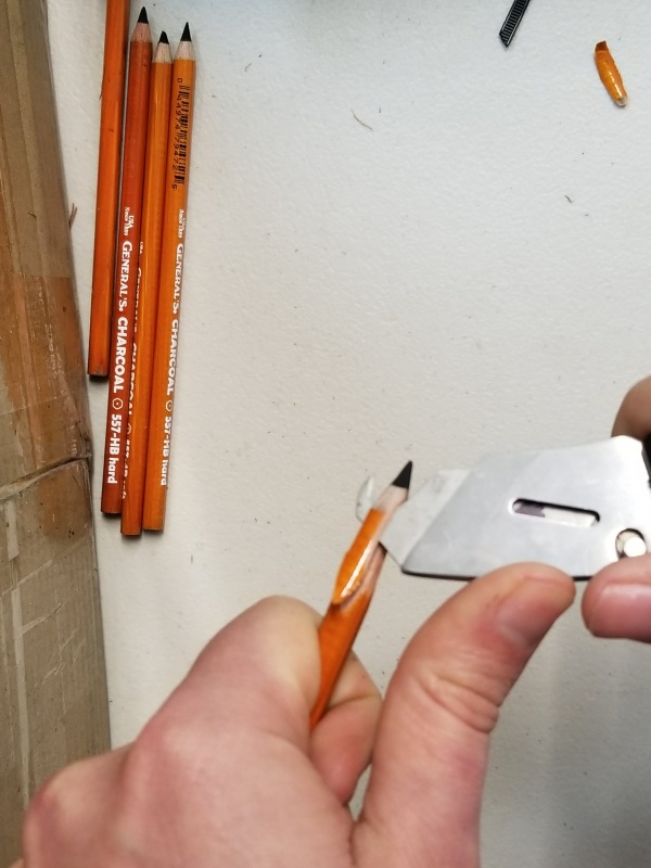 Shaving off a Pencil's Wooden Barrel