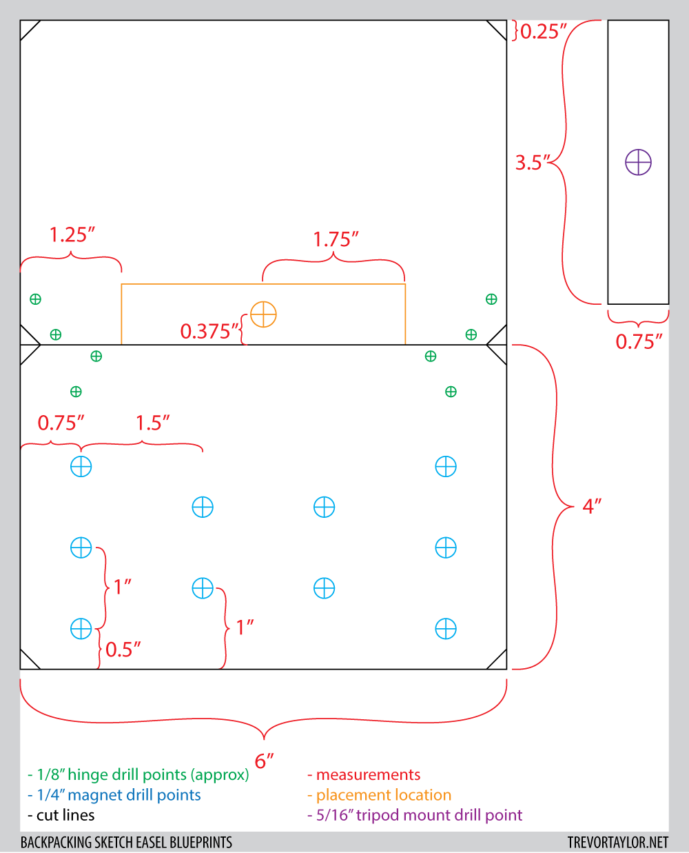 Ultralight Backpacking Sketch Easel Blueprints